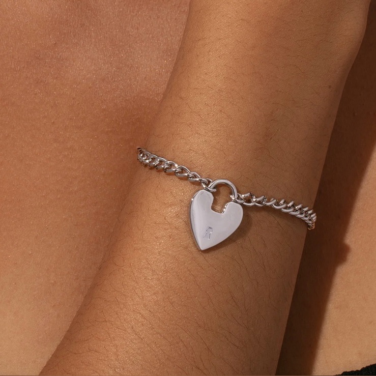 New Uncommon James Silver Love On Lock Heart Bracelet